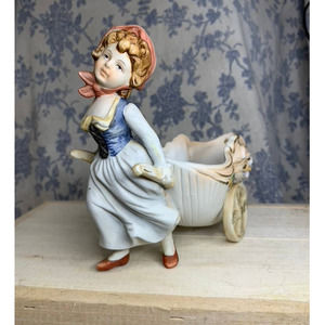 Ardalt Vintage Planter Girl with a Flower Cart